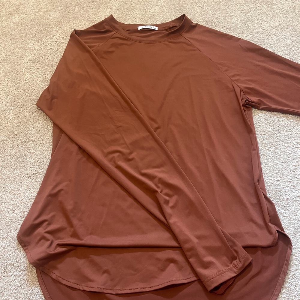 Silk Brown Long Sleeve Women's Top